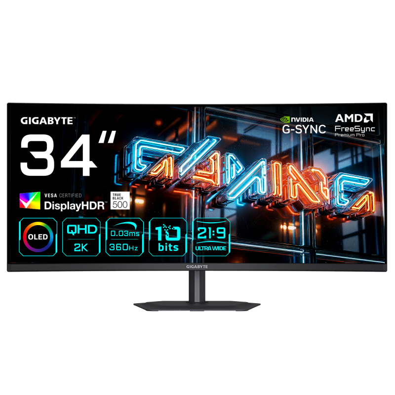 Monitor gaming Gigabyte MO34WQC36, 34", panel QD-OLED/ Curve