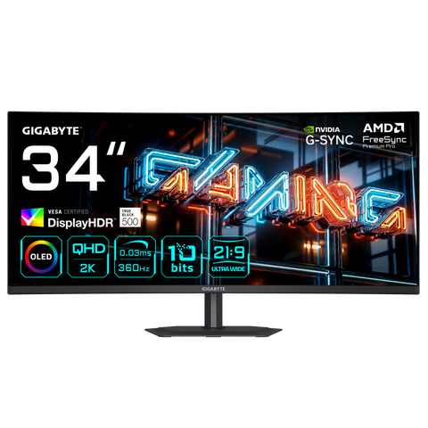 Monitor gaming Gigabyte MO34WQC36, 34", panel QD-OLED/ Curve