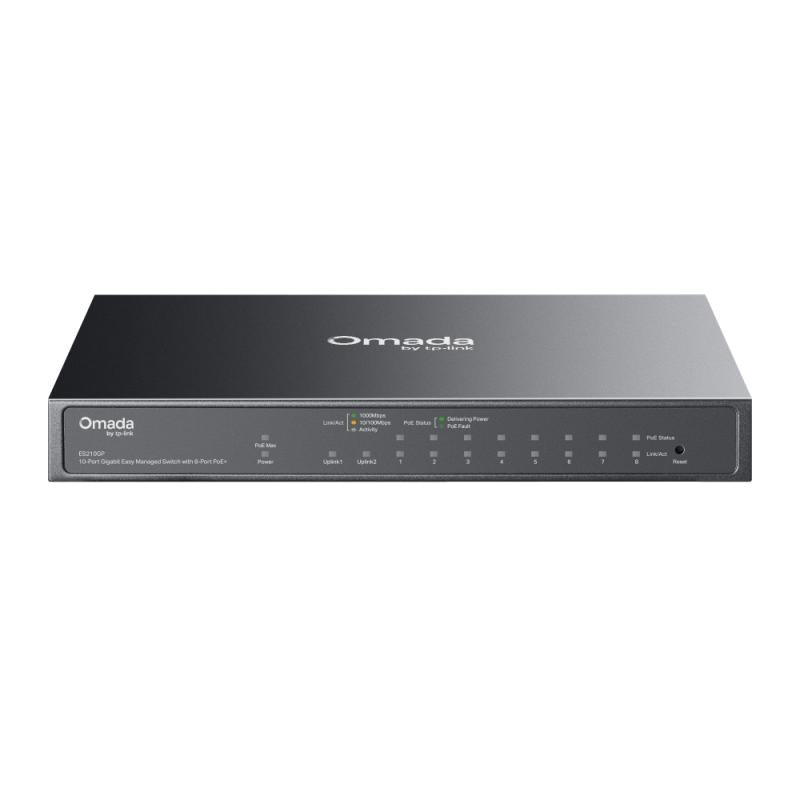 Tp Link Omada ES210GP 10-Port Gigabit Easy Managed Switch cu 8-Port PoE+, 8× 10/100/1000 Mbps PoE+