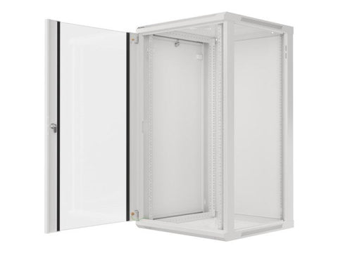 Dulap rack Lanberg 19" perete 22U / 600x600 (flat pack) cu ușă din sticlă