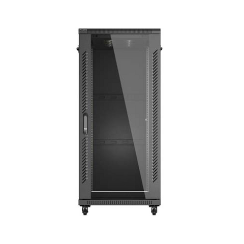 Dulap rack Lanberg 19" perete 27U/600X1000 (FLAT PACK) WITH GLASS DOOR
