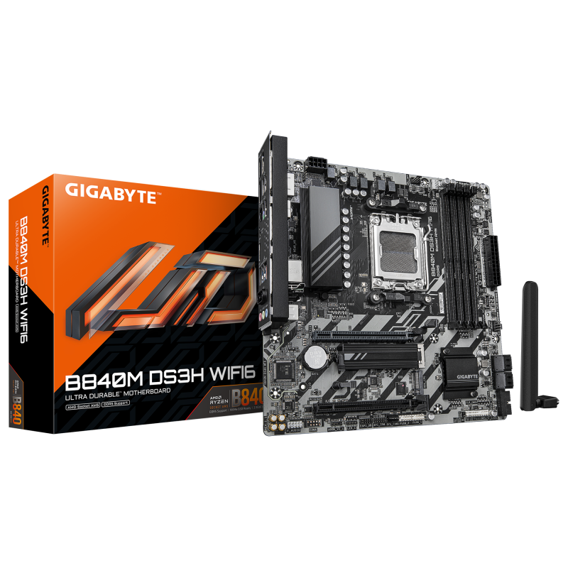 Placă de baza Gigabyte B840M DS3H WIFI6 AM5, 4X DDR5, 1X HDMI 2X DP