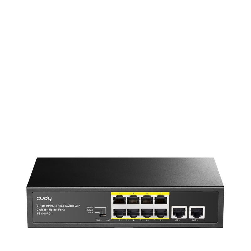 CUDY 8-Port 10/100M PoE+ Switch 2 Gigabi
