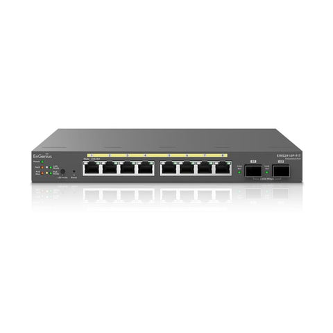 EnGenius Managed / stand-alone Desktop 8-port GbE 55W Switch (PoE+) with 2x SFP 8-port GbE PoE