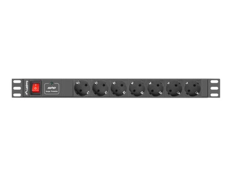 Unitate distributie alimentare PDU 19", 1U, 10A, 7 prize, negru, C14 Lanberg