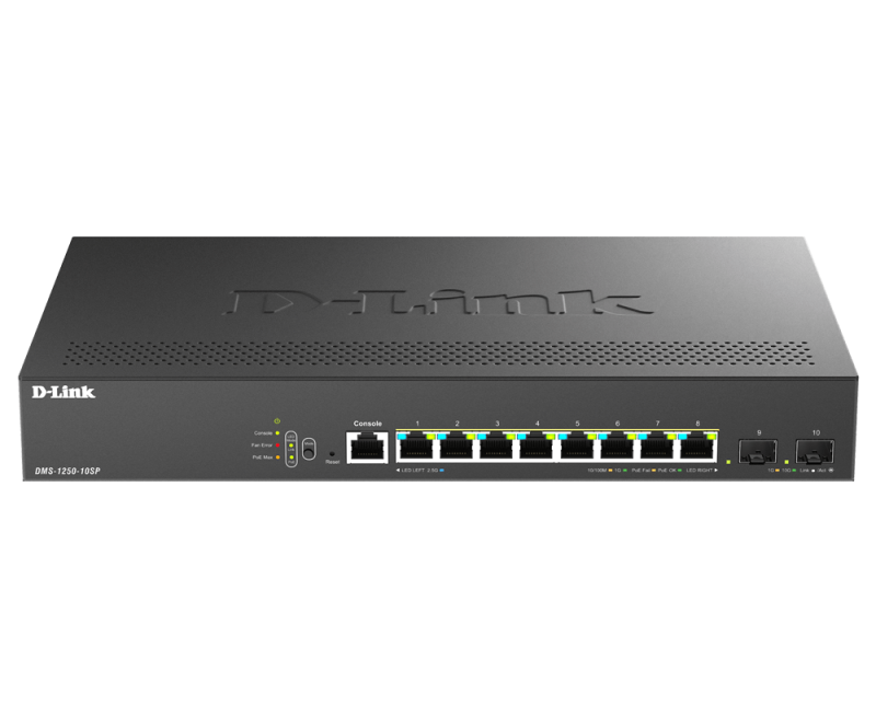 Switch D-Link DMS-1250-10SP, 8 porturi Gigabit, 2 porturi SFP+