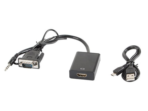 Cablu Lanberg adaptor VGA(M) + minijack 3,5 mm(M) HDMI(F) 20 cm negru