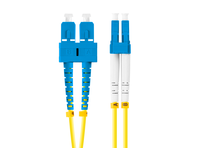 Patch cord Lanberg fibră SM SC/UPC-LC/UPC duplex 2 m LSZH G657A1 3,0 mm galben