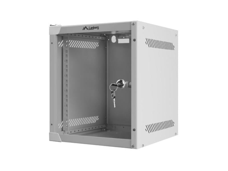 Dulap rack Lanberg 10" perete 6U / 280x310 (flat pack) cu ușă din sticlă, gri
