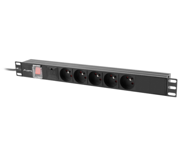 Unitate distributie alimentare PDU 19", 1U, 10A, 5 prize, negru, C14 Lanberg