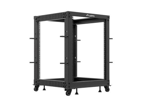 Rack Lanberg deschis 19" 15U, 600x600–1100 reglabil, negru