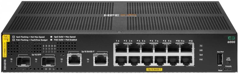 HPE Aruba Networking CX 6000 12p 10M/100M/1G Class4 PoE 2p SFP 1G 139W Switch Aruba networks