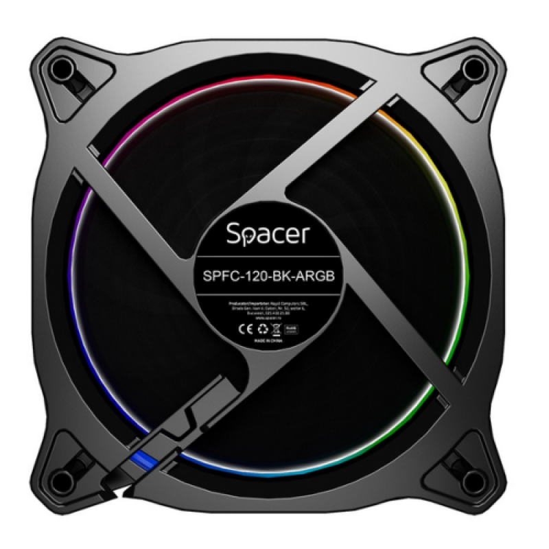 VENTILATOR SPACER PC 120x120x25 mm ARGB light diferite setari ale jocului de culori, posibilitate (SPFC-120-BK-ARGB)