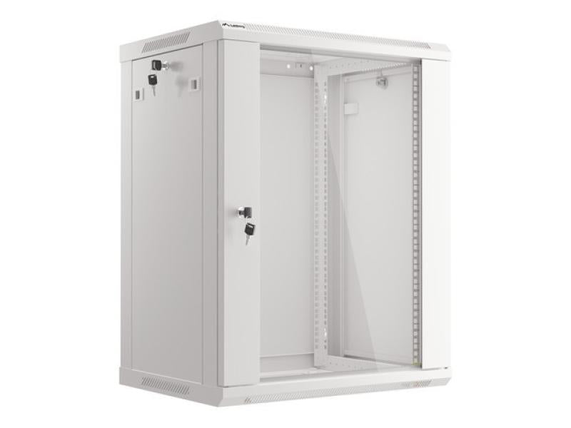 Dulap rack Lanberg 19" perete 15U / 600x450 (flat pack) cu ușă din sticlă