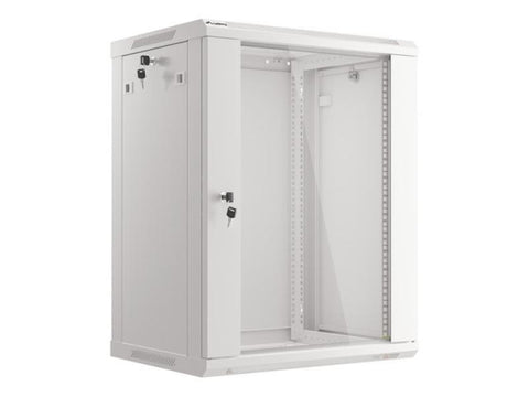 Dulap rack Lanberg 19" perete 15U / 600x450 (flat pack) cu ușă din sticlă