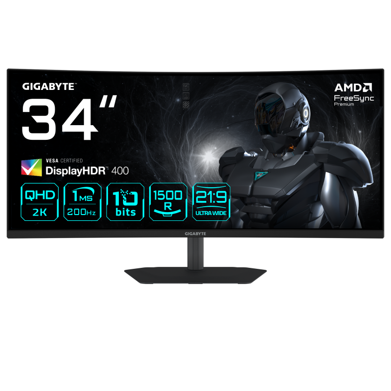 GIGABYTE G34WQC2 34” WQHD Curved Gaming Monitor - 3440 x 1440, 1500R