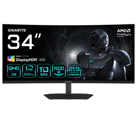 GIGABYTE G34WQC2 34” WQHD Curved Gaming Monitor - 3440 x 1440, 1500R