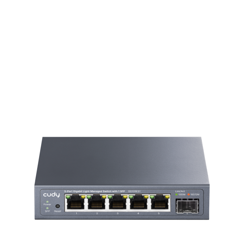 Cudy 5-Port Gigabit Easy-Managed Switch, 5× GbE, 1× 1.25G SFP
