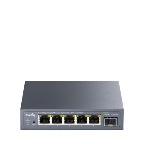 Cudy 5-Port Gigabit Easy-Managed Switch, 5× GbE, 1× 1.25G SFP