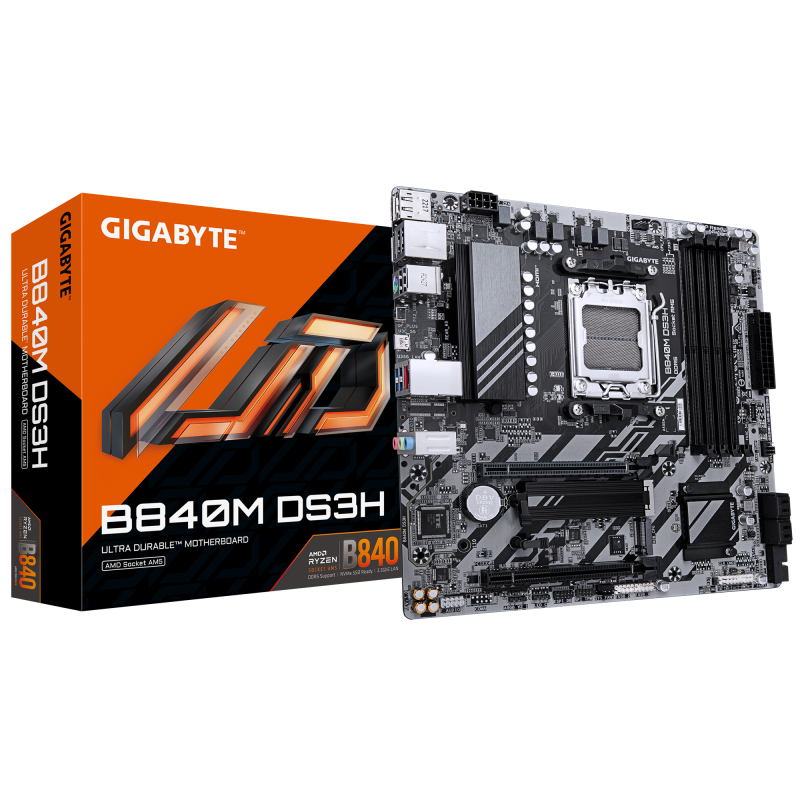 Placă de Baza GIGABYTE B840M DS3H AM5, 4x DDR5, 1x HDMI 2x DP