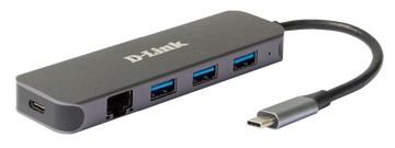 D-Link DUB-2334 5-in-1 USB-C Hub with Gigabit Ethernet and power delivery, 1* USB-C connector, 1*