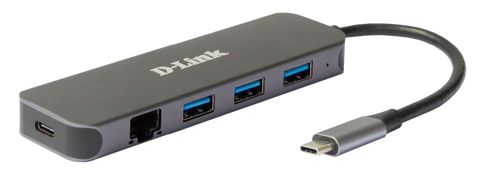 D-Link DUB-2334 5-in-1 USB-C Hub with Gigabit Ethernet and power delivery, 1* USB-C connector, 1*
