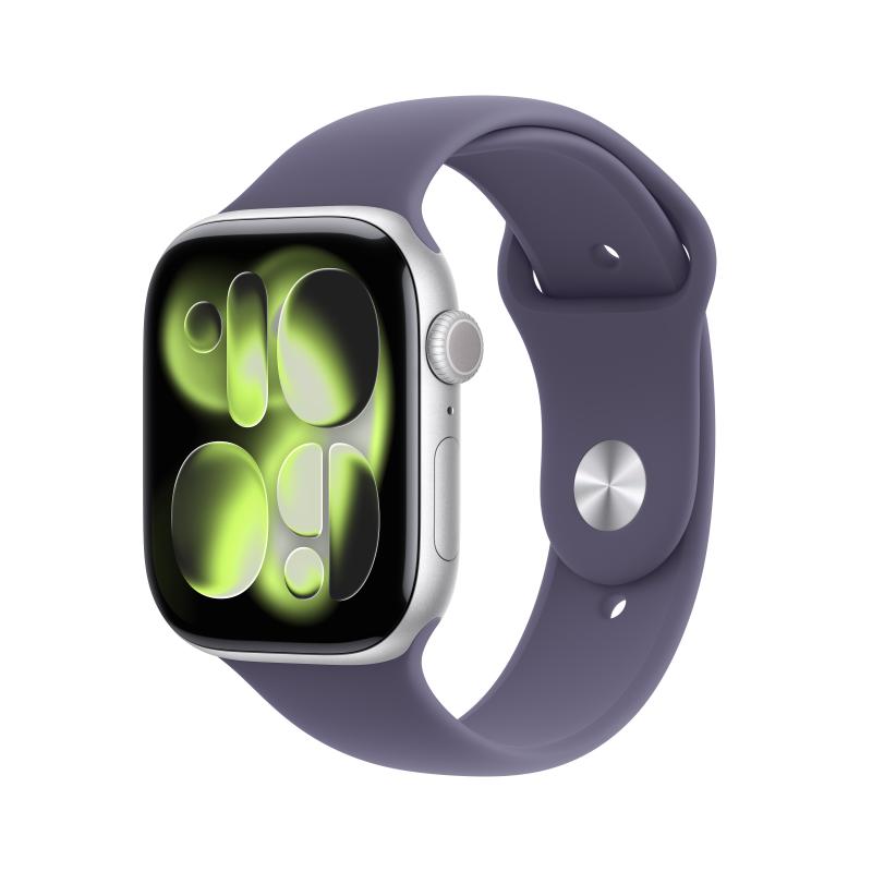 Apple Watch Series 11 GPS 46mm Silver Aluminium Case with Purple Fog Sport Band - S/M