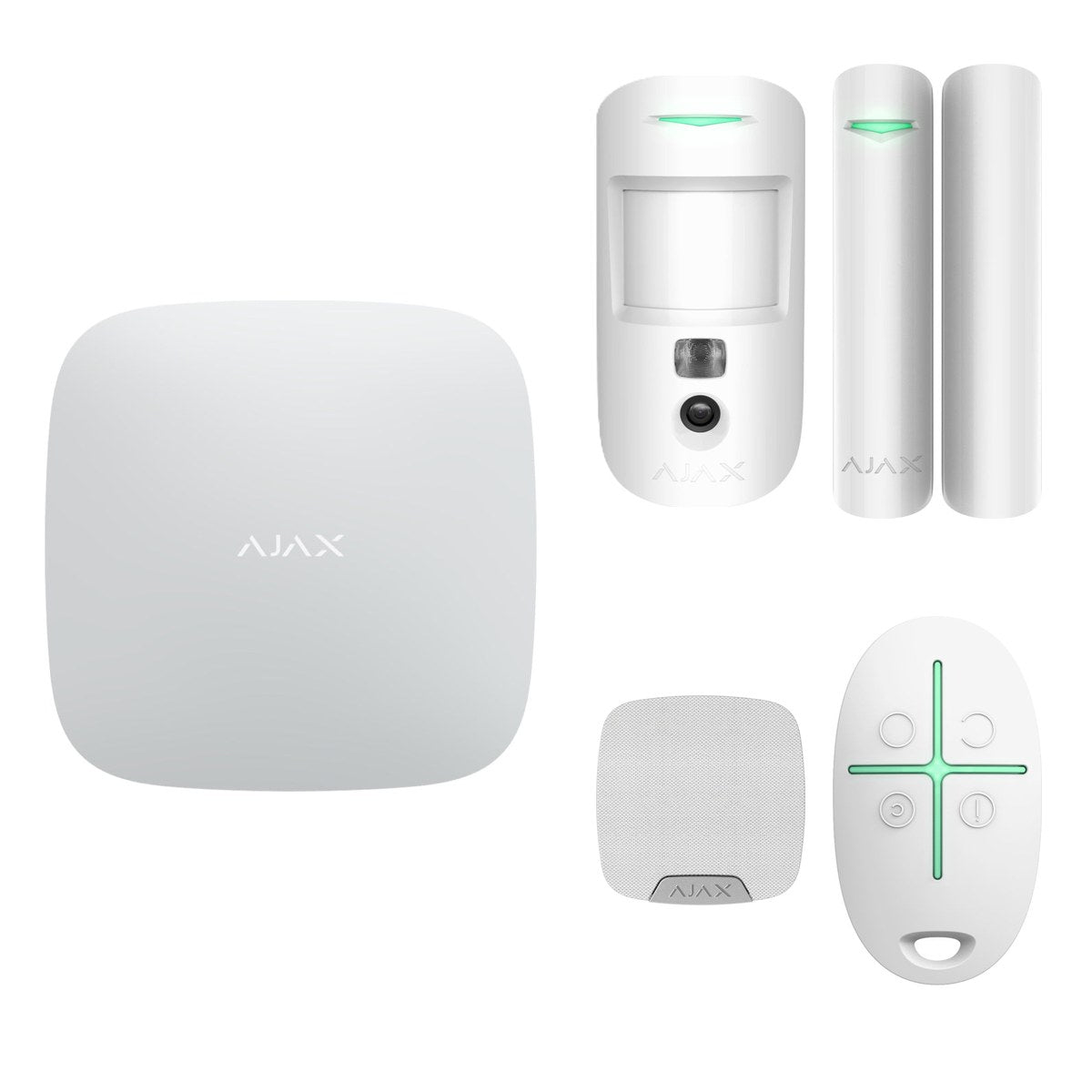 Kit alarmă wireless Ajax Hub 2 (2G) cu MotionCam, contact magnetic, sirenă de interior și telecomandă