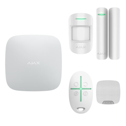 Kit alarmă wireless Ajax Hub 2 (2G) cu sirenă de interior, detector de mișcare, contact magnetic și telecomandă