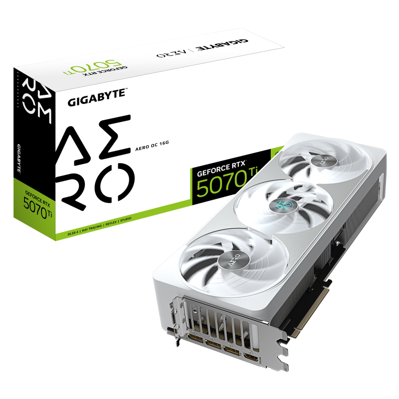 Placă video Gigabyte NVIDIA geforce rtx 5070 ti aero oc 16GB GDDR7 256 bit, PCIE 5.0, 3X DP 1X HDMI
