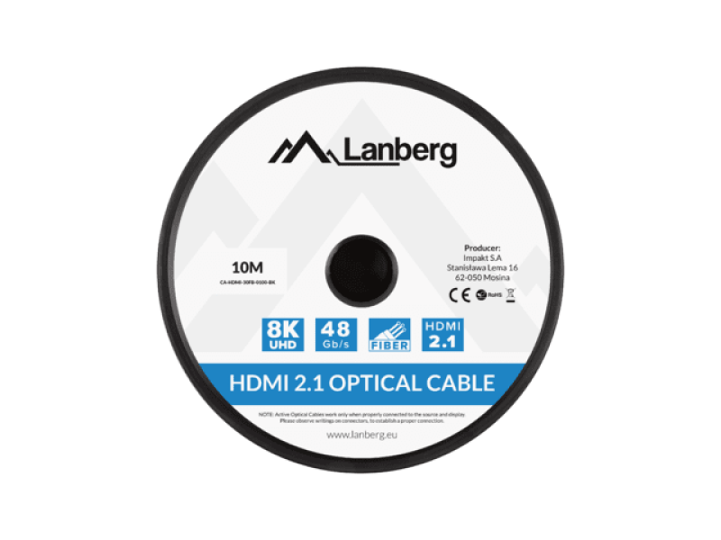 Cablu Lanberg HDMI M/M v2.1 10 m optic negru AOC
