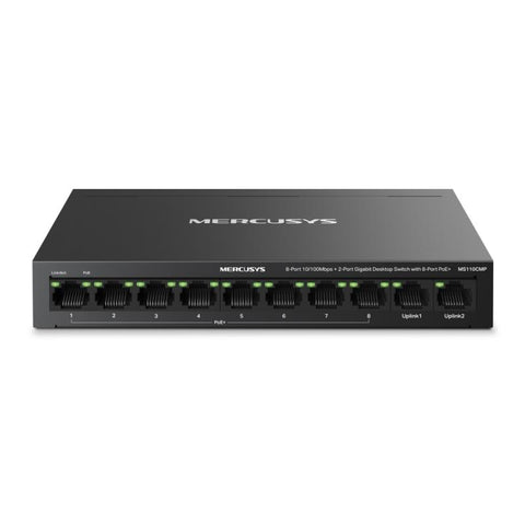 Switch desktop Mercusys 8-Port 10/100 Mbps + 2-Port Gigabit Desktop Switch with 8-Port PoE+, IEEE