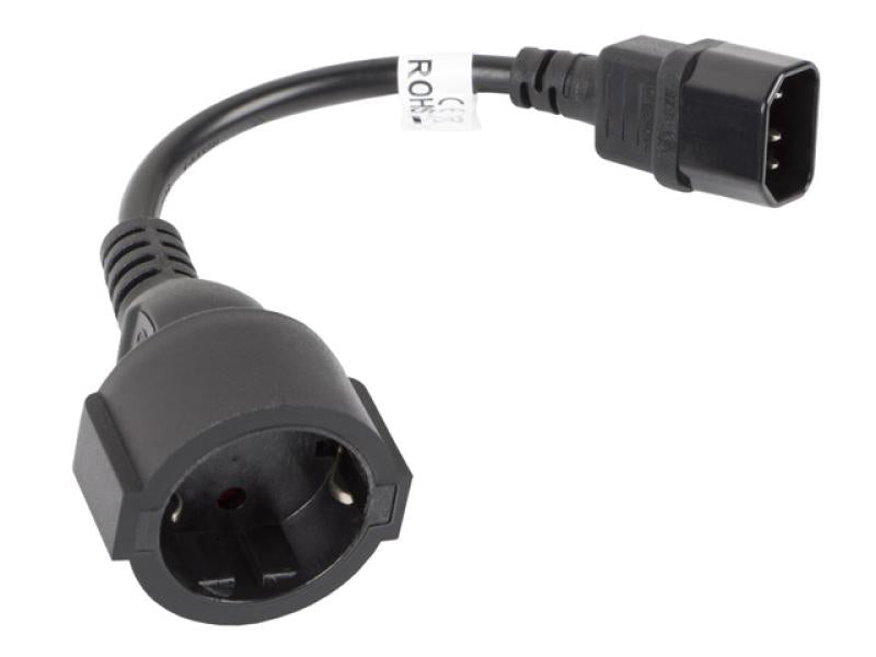 Cablu Lanberg adaptor IEC 320 C14 Schuko(F) pentru UPS 20 cm negru