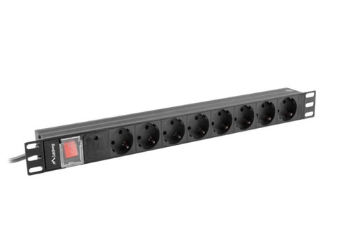 Unitate distributie alimentare PDU 19", 1U, 16A, 8 prize, negru Lanberg