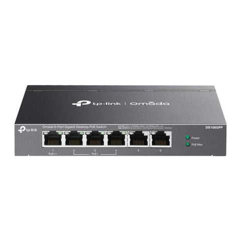 Omada 6-Port Gigabit Desktop Switch with 3-Port PoE+ and 1-Port PoE++ PORT: 1× Gigabit PoE++ Port, TP-Link