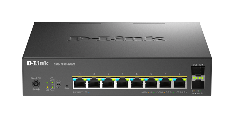 Switch D-Link DMS-1250-10SPL, 8 porturi Gigabit, 2 porturi SFP+
