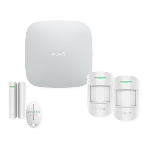 Kit alarmă wireless Ajax Hub 2 (2G) cu 2 detectori de mișcare, contact magnetic și telecomandă – apartament 2 camere