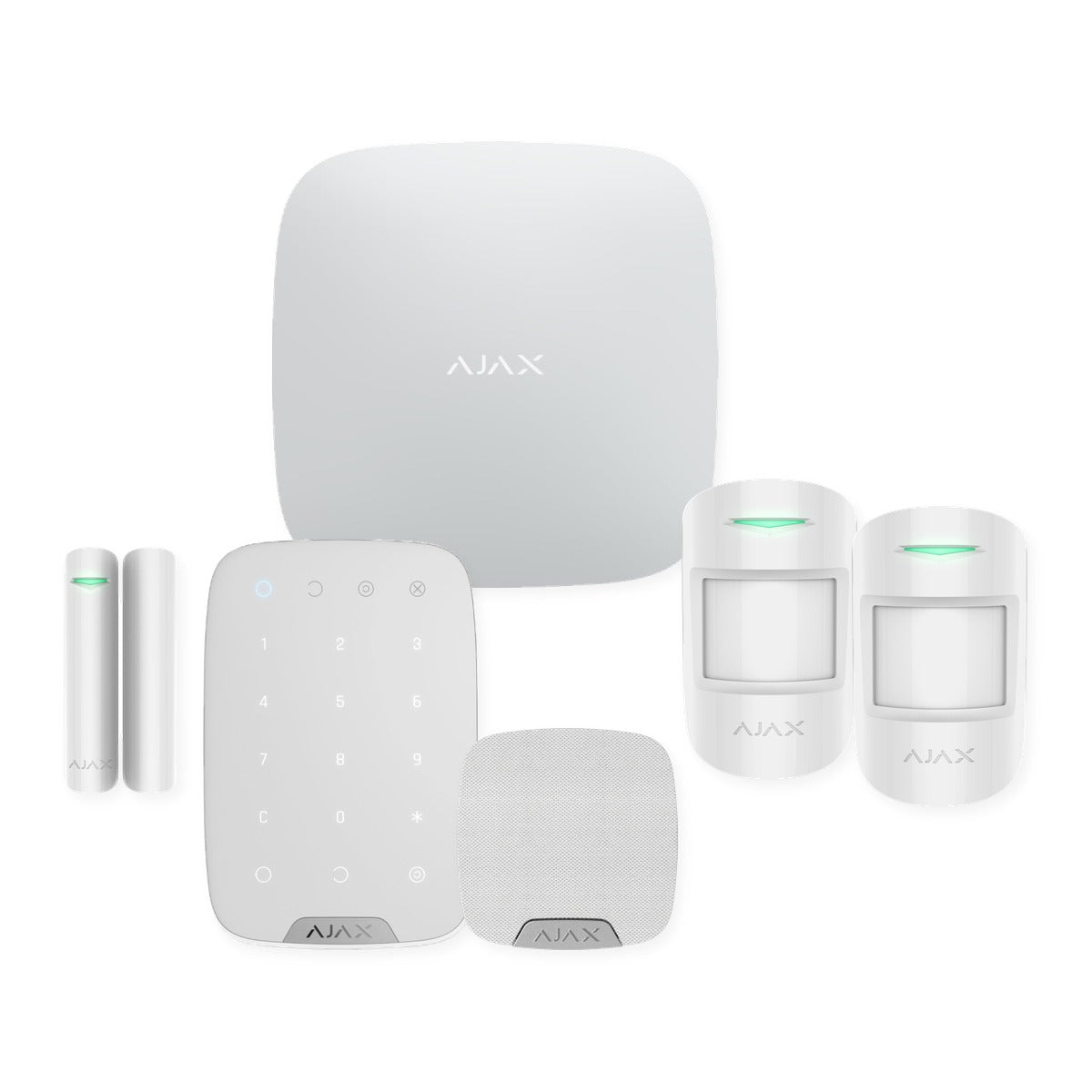 Kit alarmă wireless Ajax Hub 2 (2G) cu tastatură, sirenă interioară, 2 detectori de mișcare și contact magnetic – apartament 2 camere