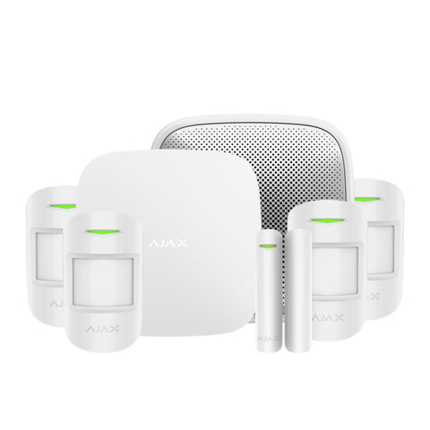 Kit alarmă wireless Ajax Hub 2 (2G) cu sirenă de exterior, 4 detectori de mișcare și contact magnetic – Home/Office Tip A2, alb