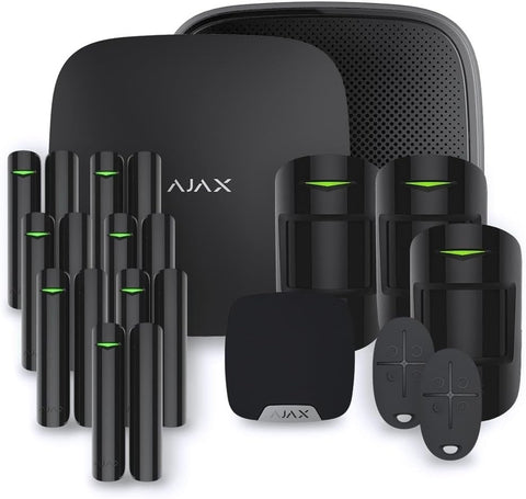 Kit alarmă wireless Ajax Hub 2 (4G) cu 2 sirene, 3 detectori de mișcare și 7 contacte – Home/Office Tip E, negru