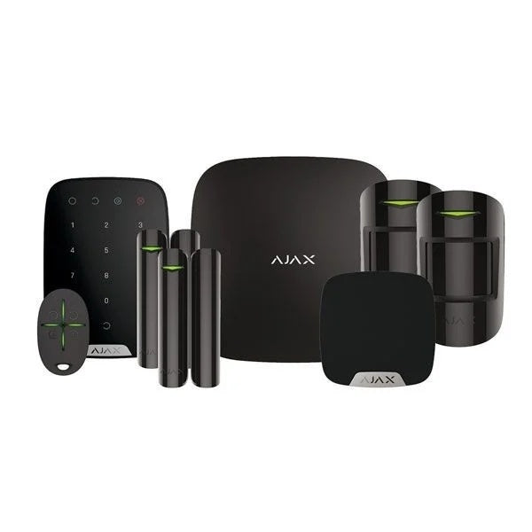 Kit alarmă wireless Ajax Hub 2 (4G) cu tastatură, sirenă, 2 detectori de mișcare și 2 contacte – Home/Office Tip B, negru
