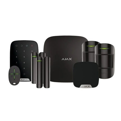 Kit alarmă wireless Ajax Hub 2 (4G) cu tastatură, sirenă, 2 detectori de mișcare și 2 contacte – Home/Office Tip B, negru