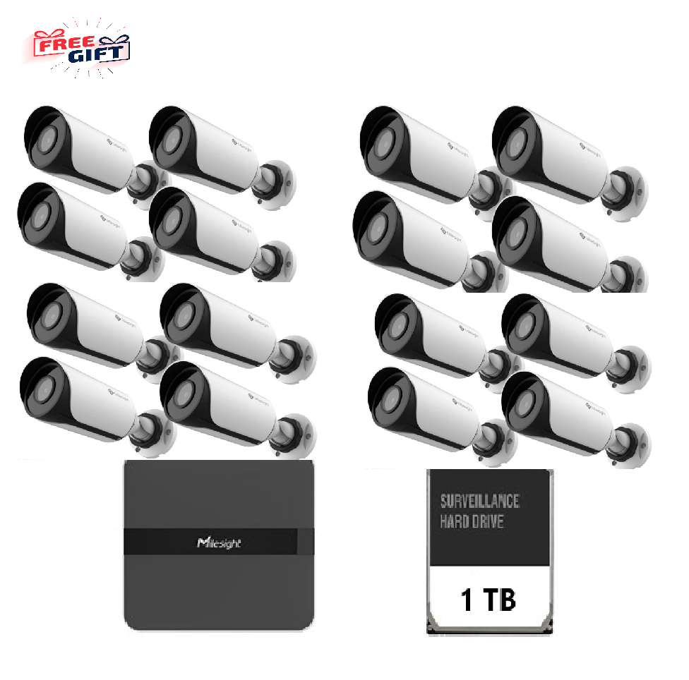Kit Milesight technology supraveghere video Milesight 16 buc camera Bullet MS-C2964-UPD + 1buc NVR MS-N5016-PE