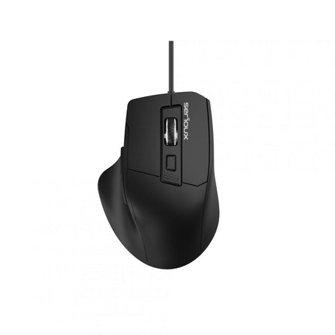 Mouse Serioux optic cu fir Serious USB 6D, Culoare neagra