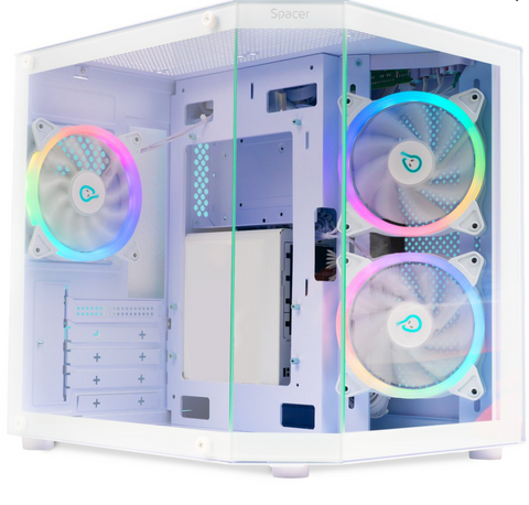 Carcasă Spacer Aquarium, mATX, ARGB, white
