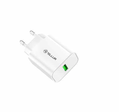 Încărcător priza Tellur USB-A QC3.0, 18W, alb