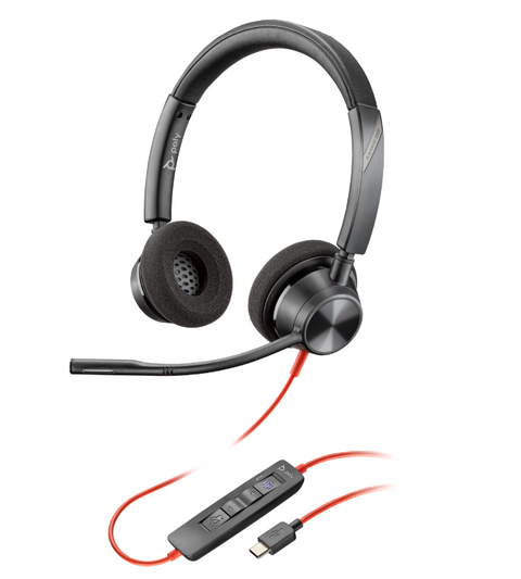 Poly Blackwire 3220 Stereo USB-C Headset +USB-C/A Adapter HP