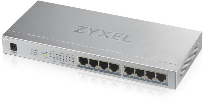 Zyxel GS1008-HP, 8 Port Gigabit PoE+ unmanaged desktop Switch, 8 x PoE