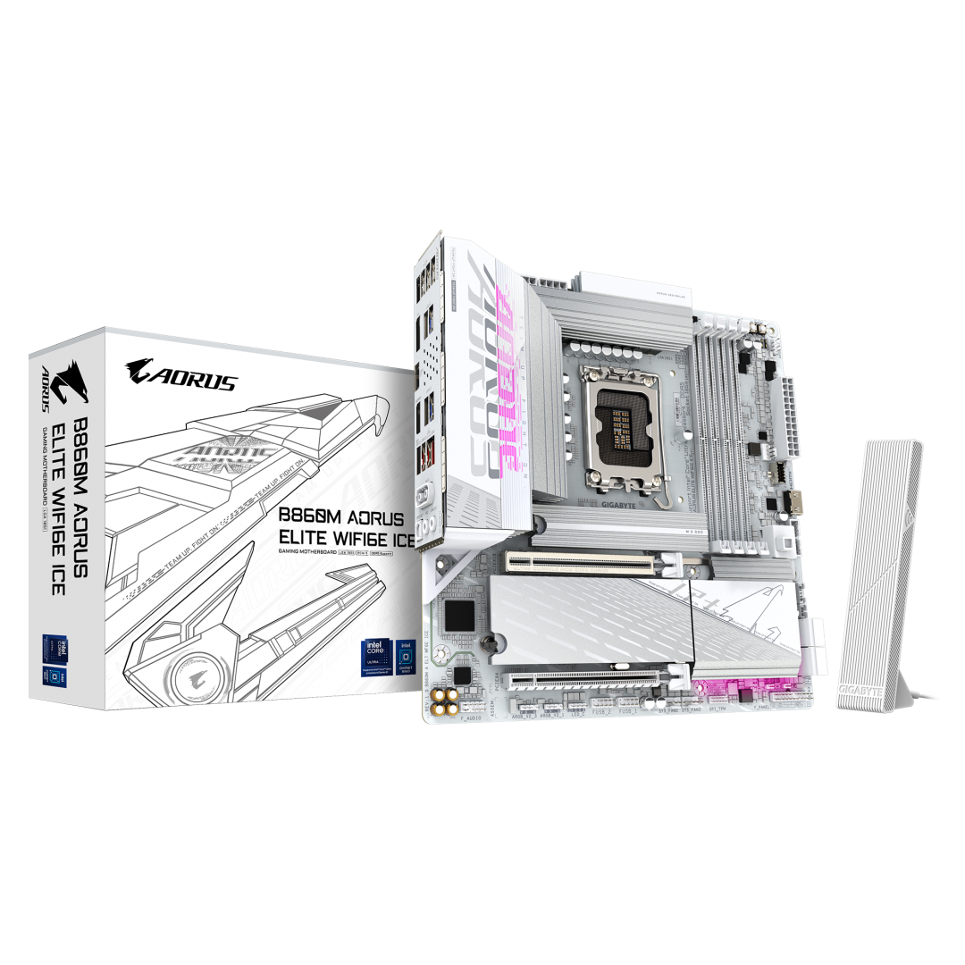 Placă de baza Gigabyte B860M aorus elite WIFI6E ice LGA1851, 4X DDR5