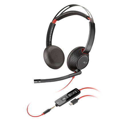 Poly Blackwire 5220 Stereo USB-C Headset +3.5mm Plug +USB-C/A Adapter HP